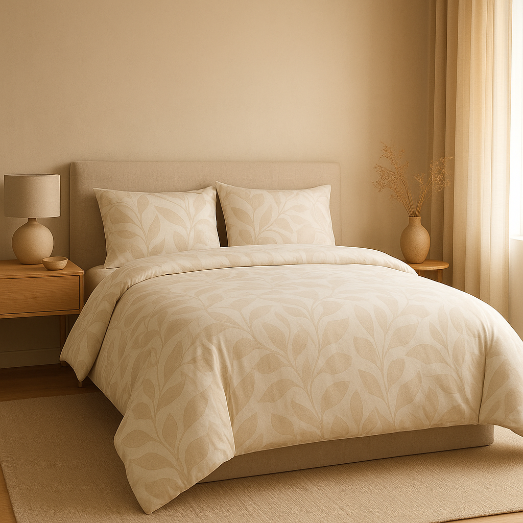 Housse de couette Françoise Saget en lin, motif floral élégant pour une chambre raffinée