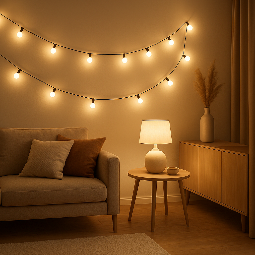 Guirlande lumineuse extérieure de 50 mètres pour décorer et illuminer votre jardin la nuit.