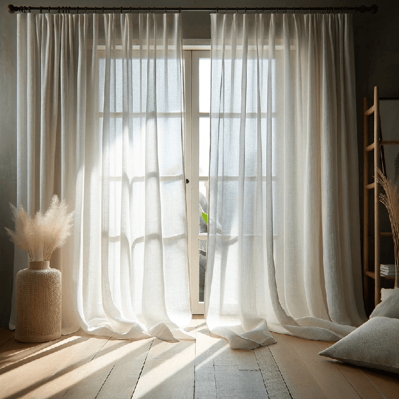 Léger et aérien, le voilage en coton laisse filtrer la lumière pour une ambiance douce et chaleureuse dans votre intérieur.