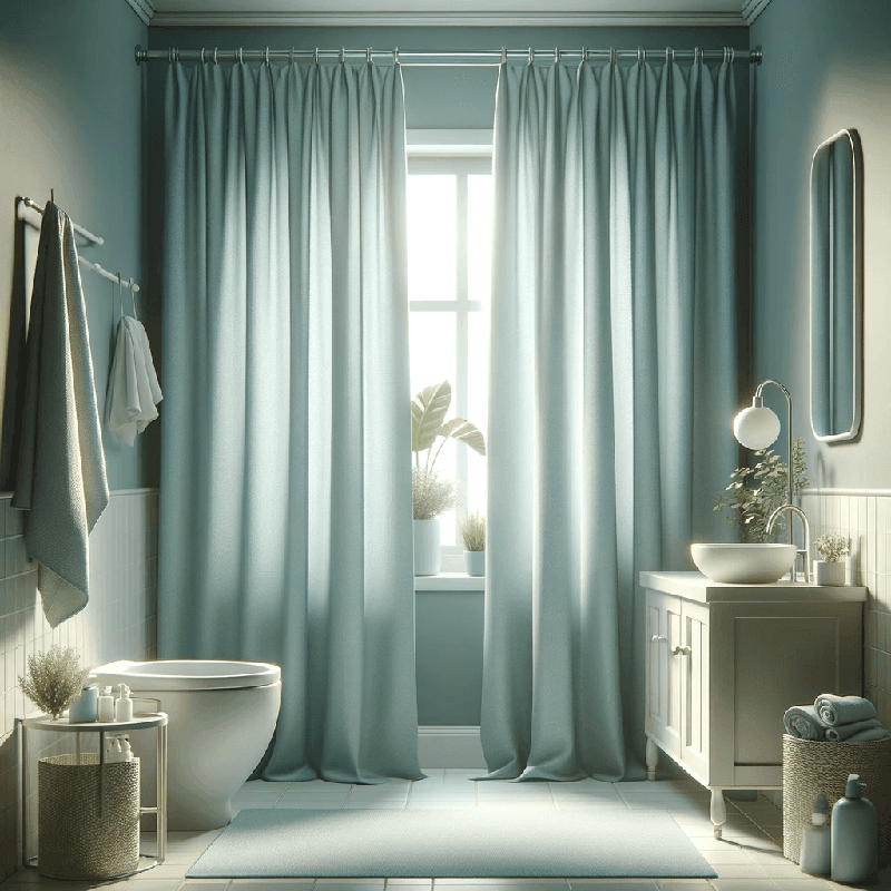 Un rideau pour salle de bain au design sobre et élégant, idéal pour apporter une touche de fraîcheur et d'intimité à votre espace.
