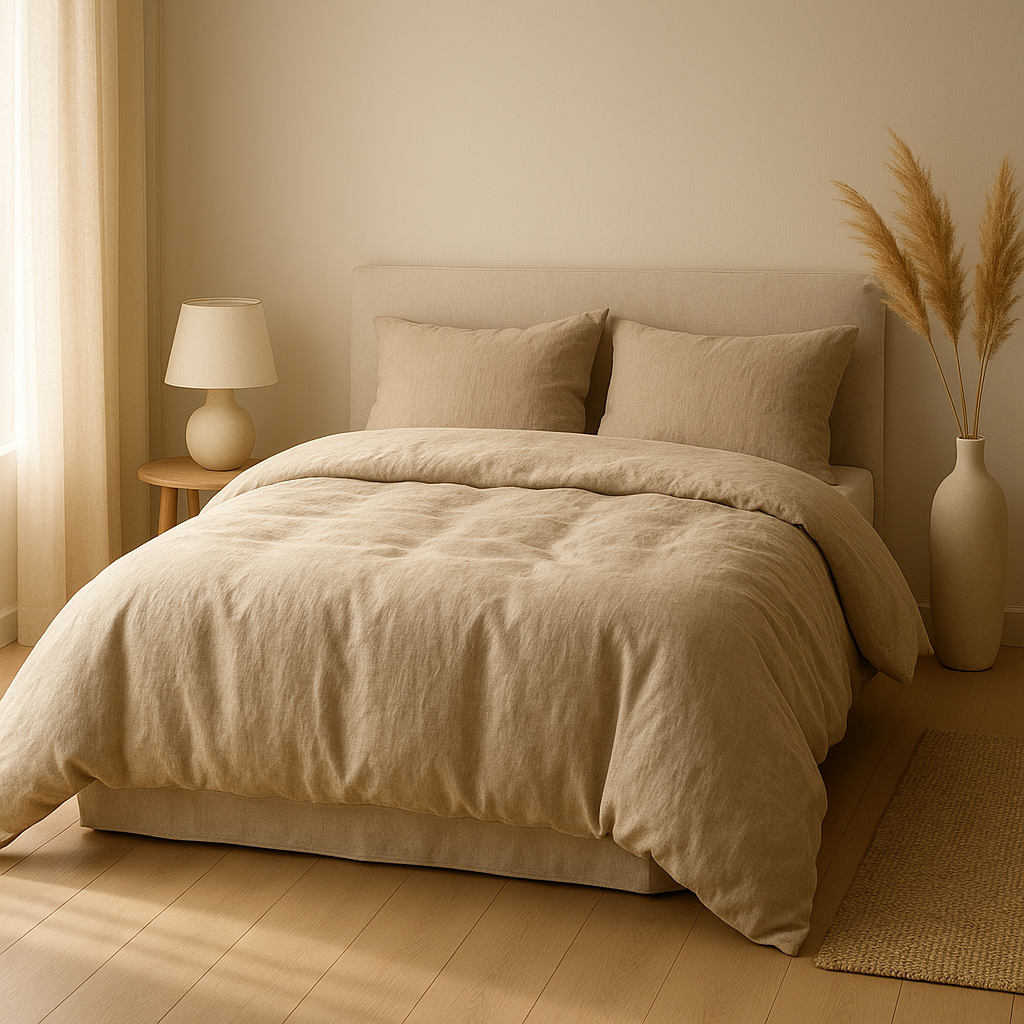 Housse de couette en lin naturel pour une chambre paisible et un sommeil frais