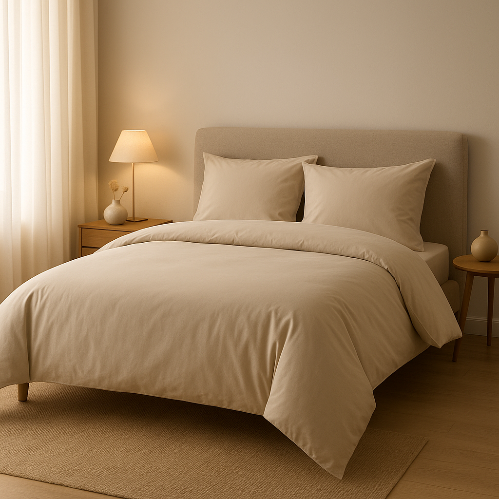 Parure de lit en coton percale Ombres Intérieurs, douce et raffinée pour une chambre élégante