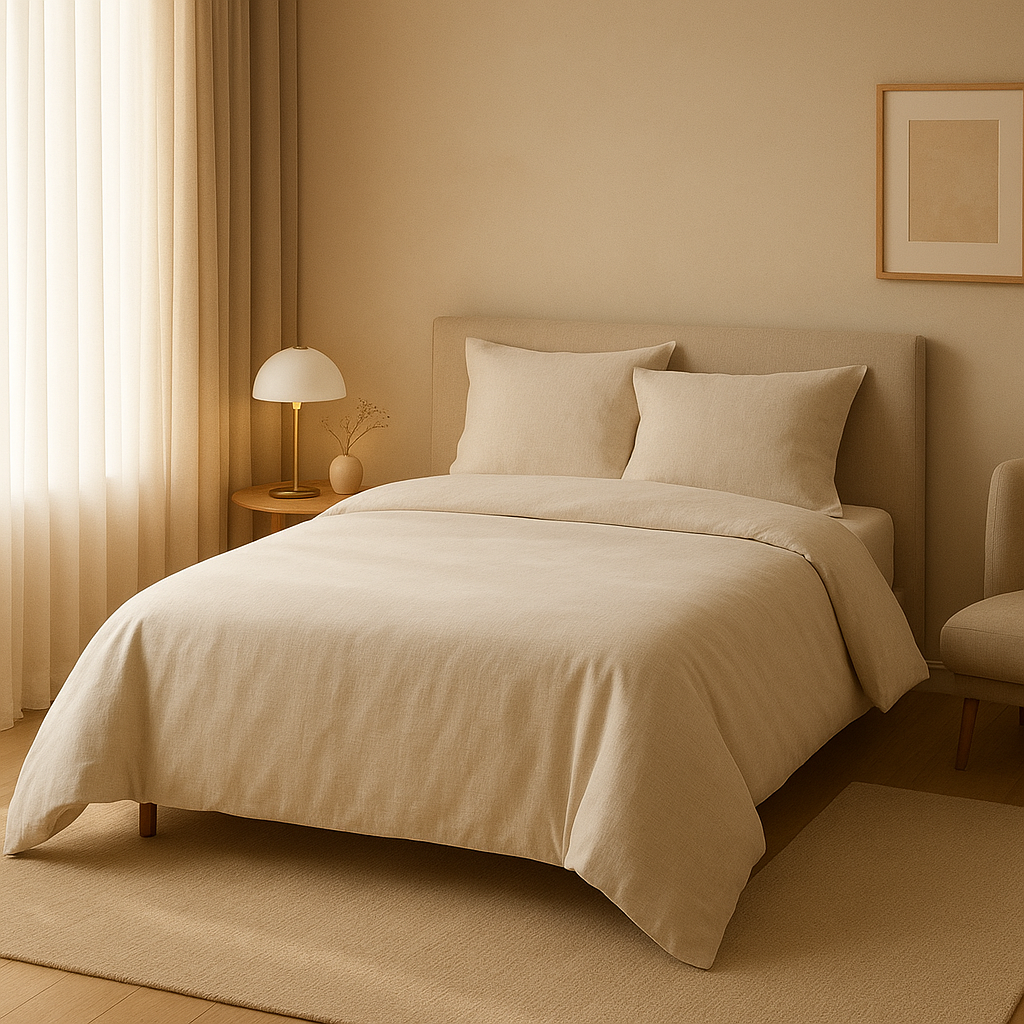 Housse de couette 190x90 en lin, pour une chambre au style naturel et apaisant.