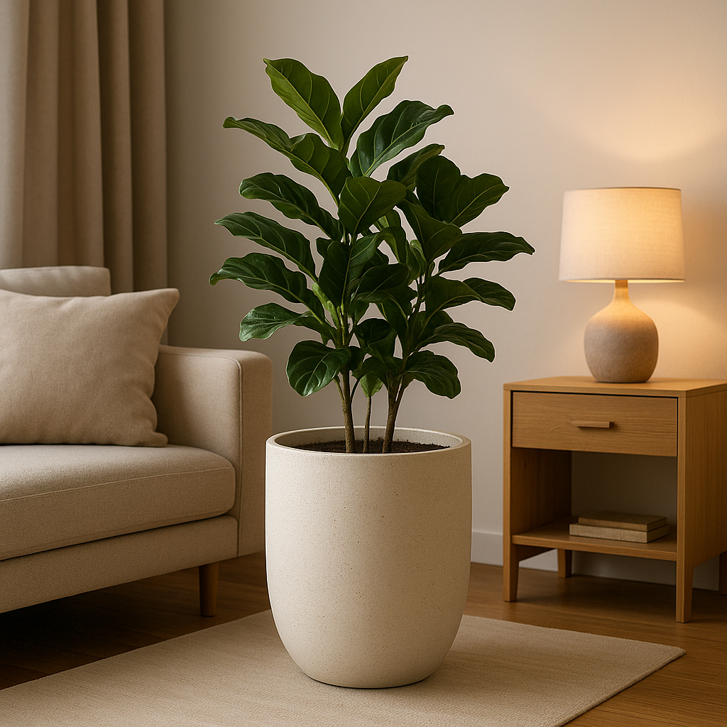 Grand pot de fleur d'intérieur design pour plantes vertes, apportant une touche naturelle à votre décoration.