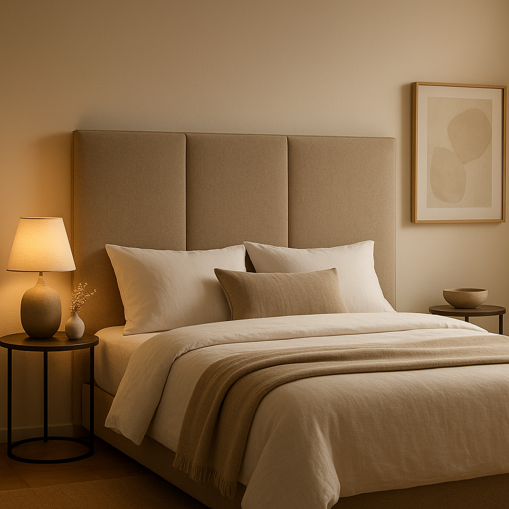 Panneau tête de lit design en tissu pour chambre à coucher, création sur mesure