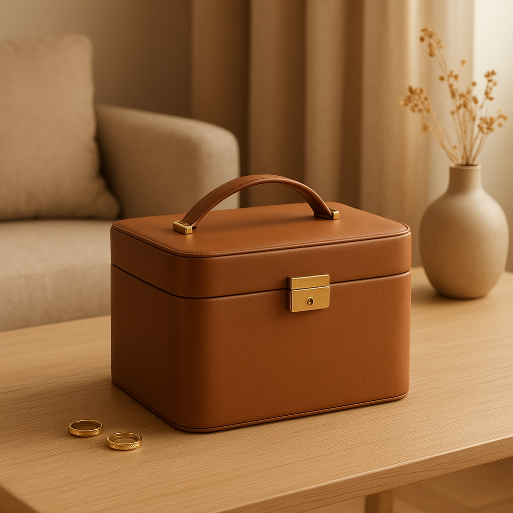 Boîte à bijoux en cuir véritable du Tanneur pour ranger vos précieux accessoires