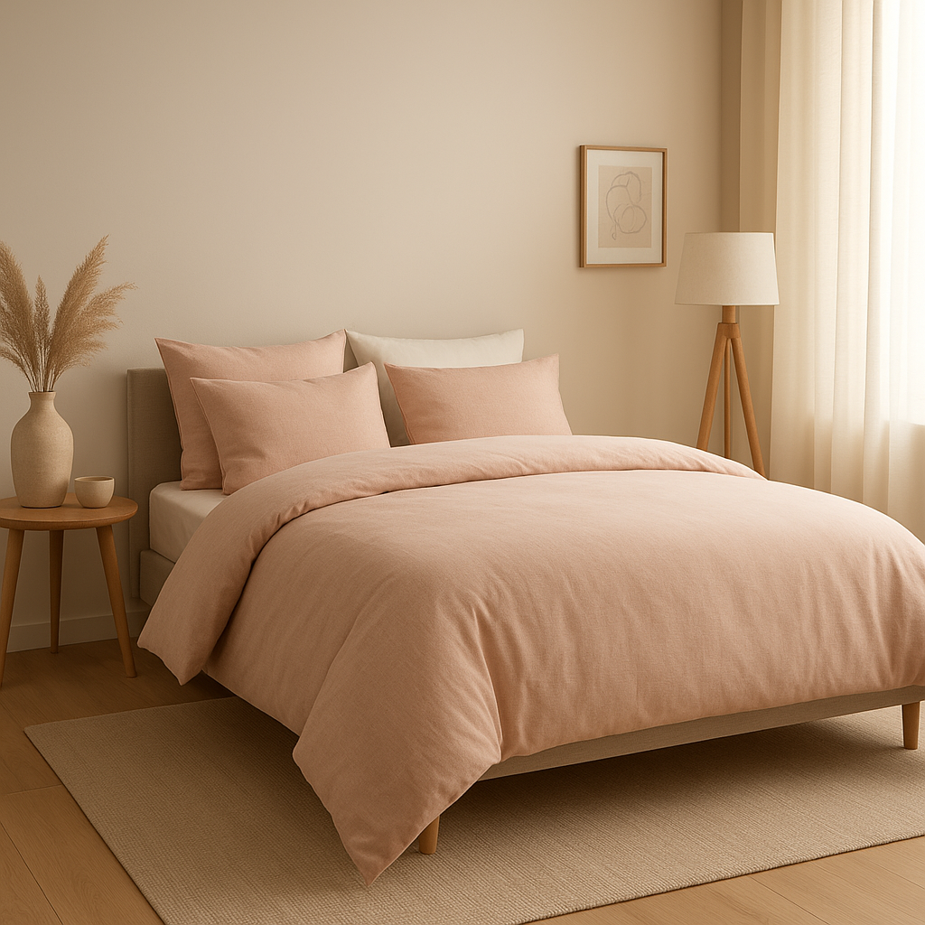 Housse de couette Eminza en coton bio, motif ethnique et design épuré pour une chambre zen