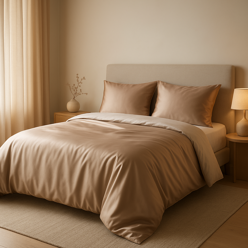 Housse de couette en satin de coton, douce et luxueuse pour une chambre élégante