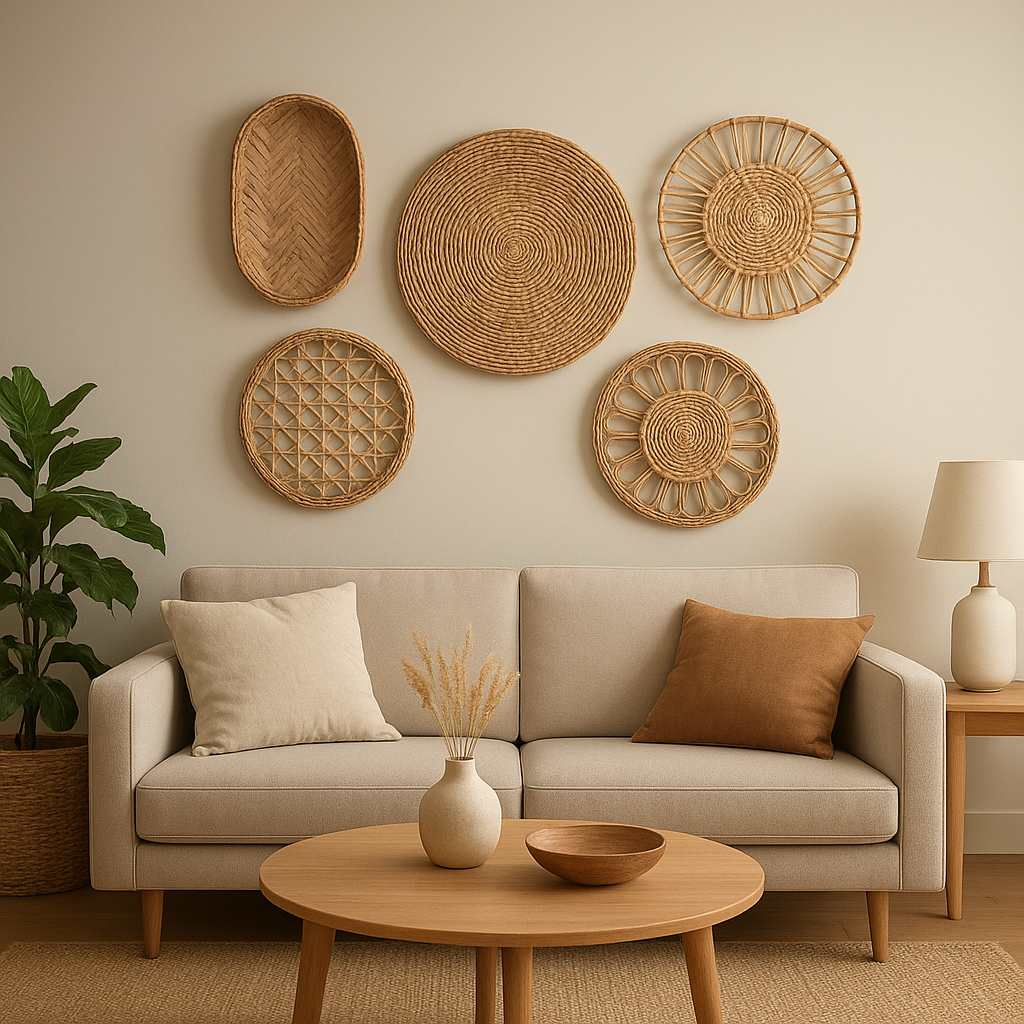 Décoration murale en osier tressé, panier naturel pour une ambiance bohème et chaleureuse