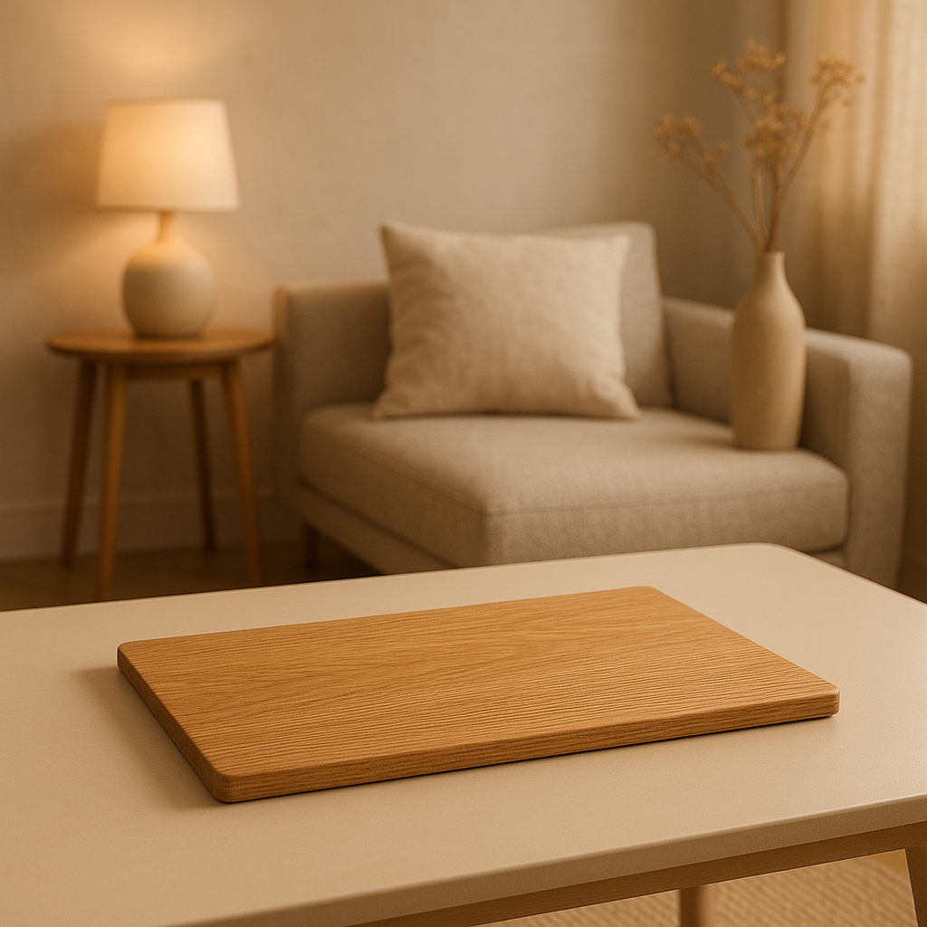 Set de table en bois naturel pour une décoration de salle à manger élégante et chaleureuse.