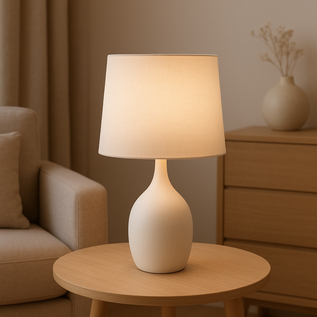 Lampe de chevet blanche design pour une ambiance lumineuse et apaisante dans votre chambre.
