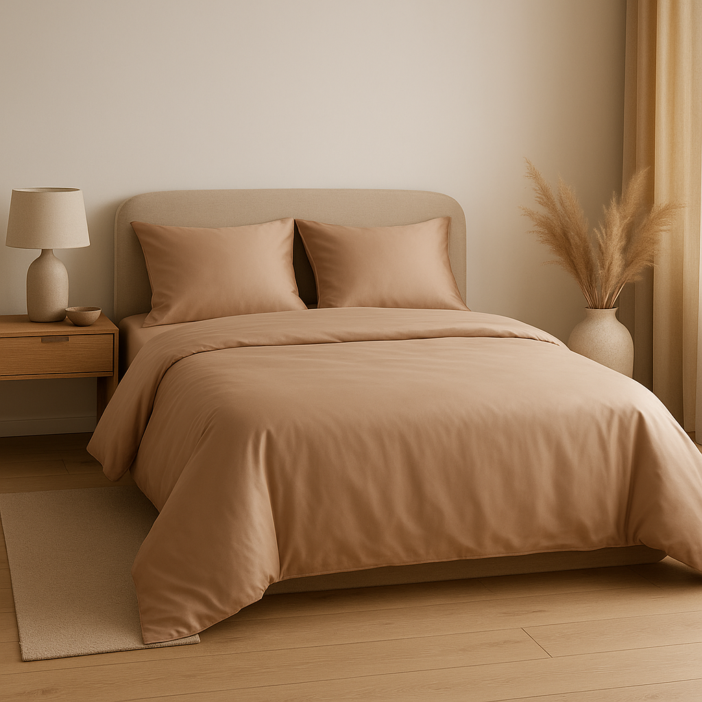 Parure de lit en satin de coton, douce et élégante, pour une chambre raffinée
