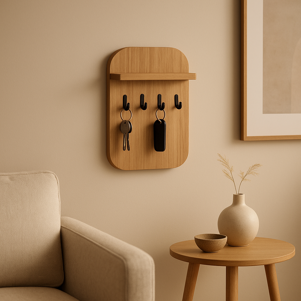 Porte clés mural design en bois pour ranger vos clés avec élégance