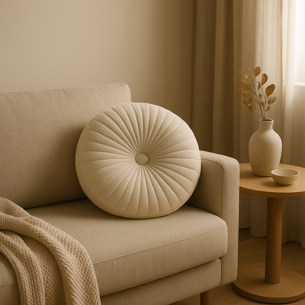 Coussin rond décoratif pour ajouter une touche de douceur et de style à votre intérieur.