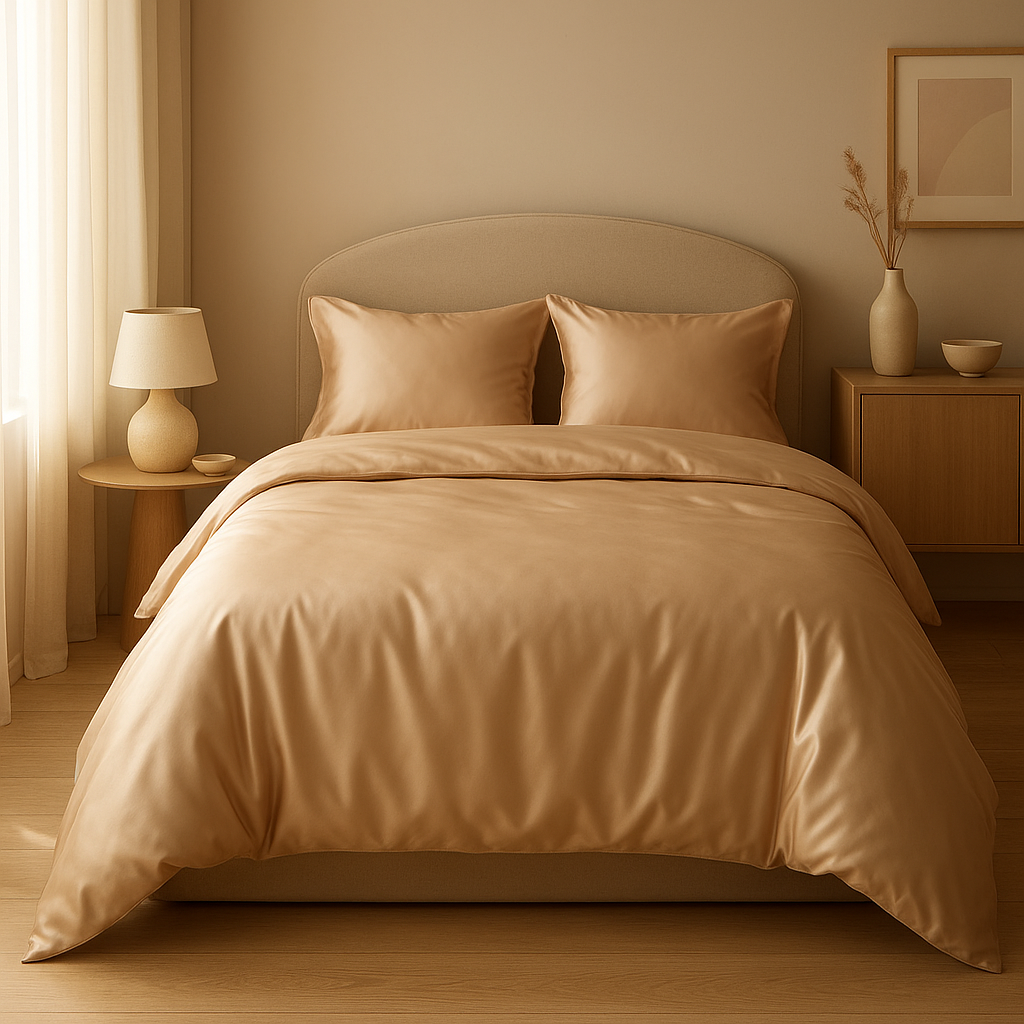 Parure de lit en satin luxueuse pour une chambre élégante et confortable