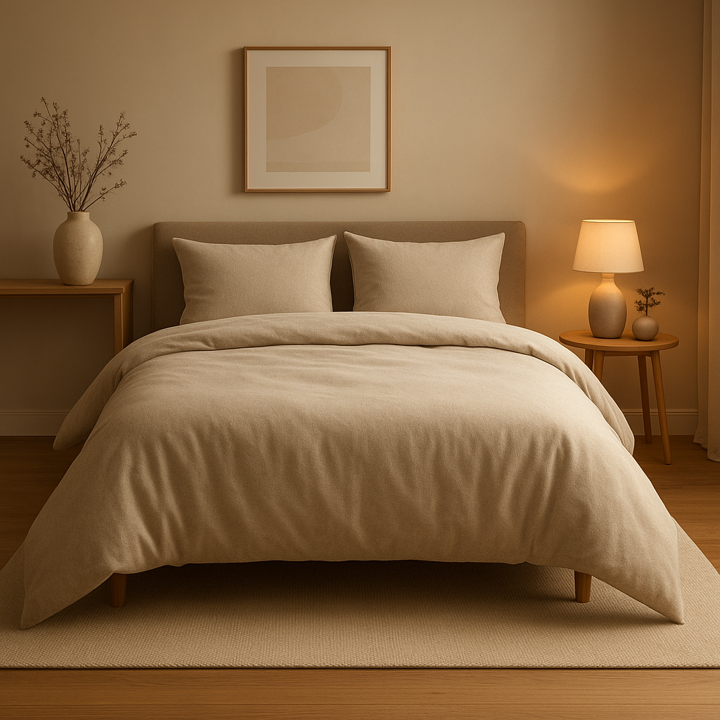 Housse de couette 240x220 en flanelle douce, idéale pour un hiver au chaud.
