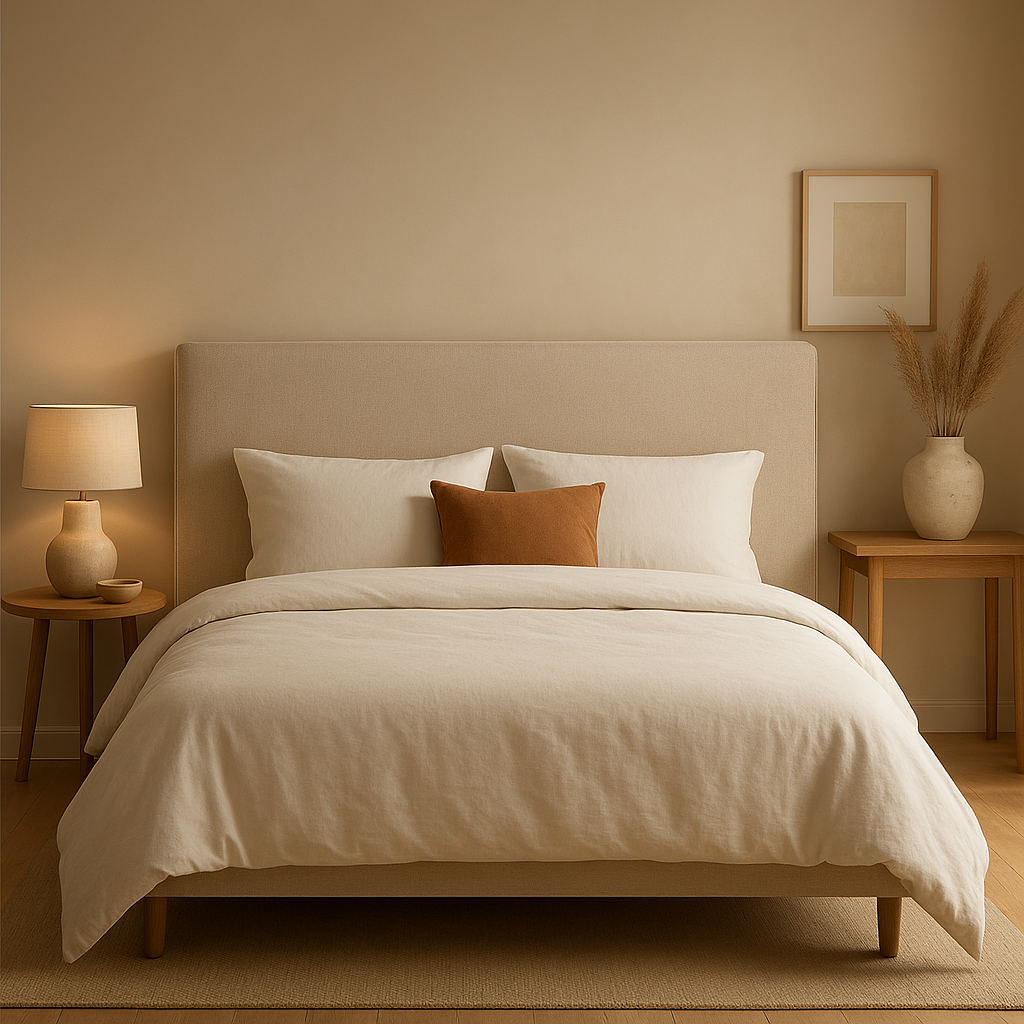 Tête de lit 200 cm en tissu capitonné, design moderne pour chambre principale