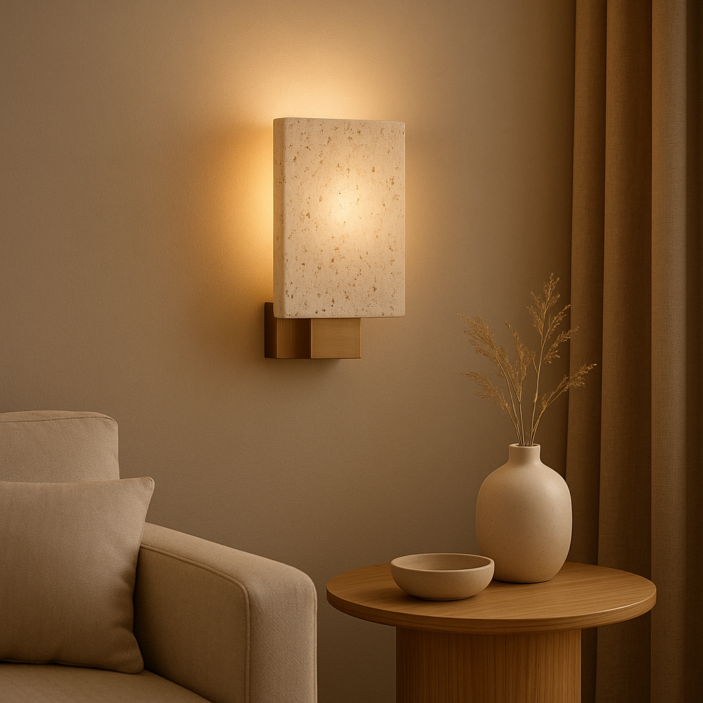 Applique murale en travertin naturel pour éclairage d'ambiance intérieur