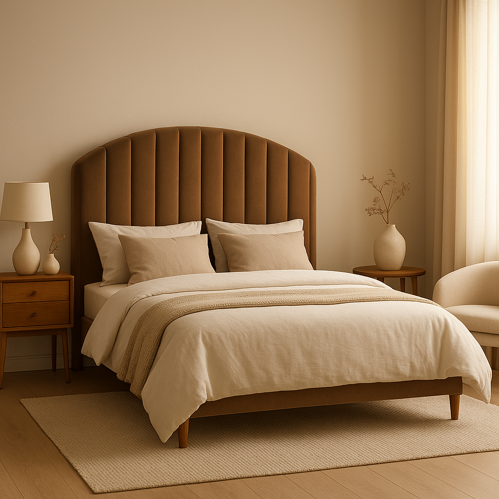 Tête de lit en velours pour un dressing élégant et une chambre à coucher cosy