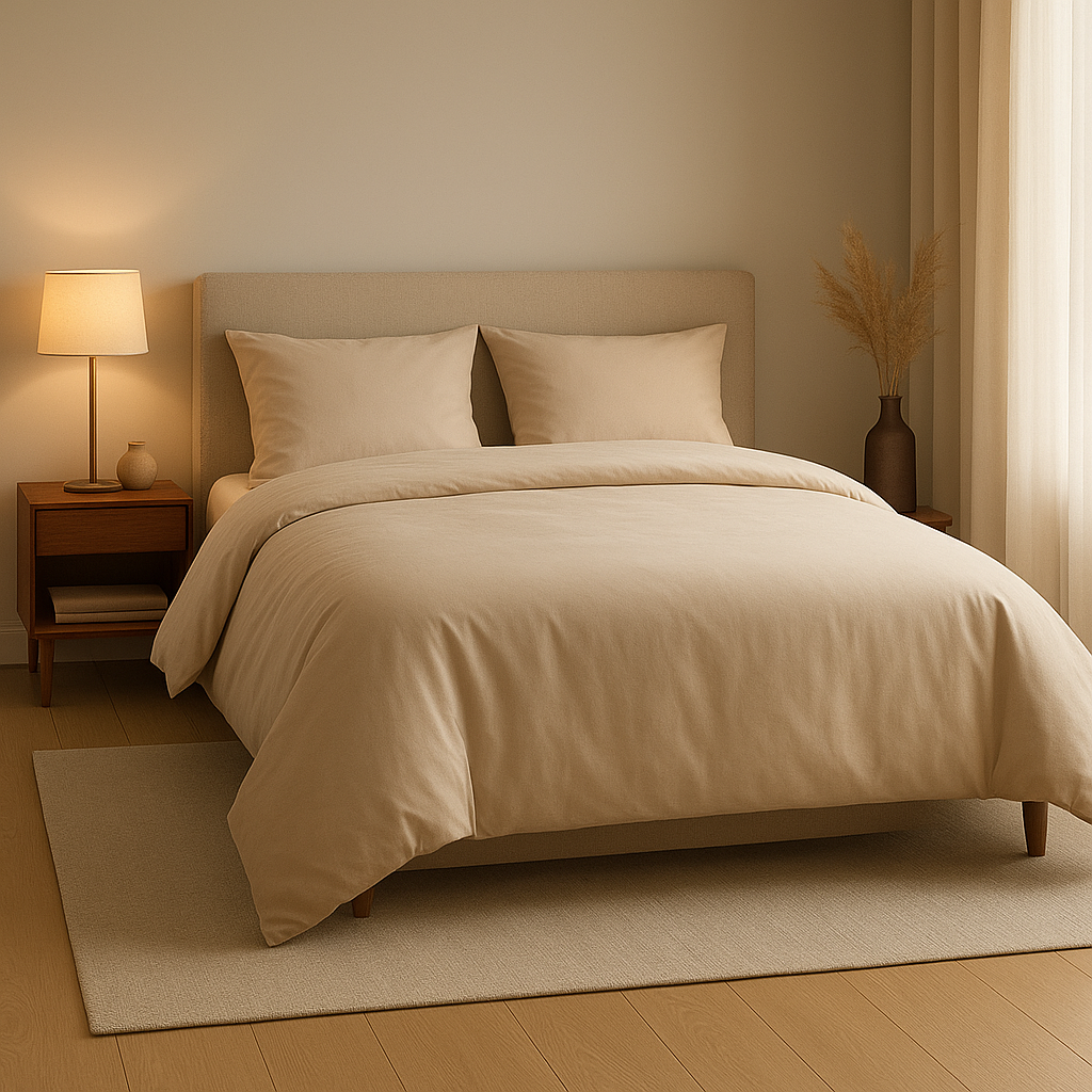 Housse de couette 160x200 cm pour lit double, en tissu de qualité pour un sommeil confortable.