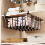 Panier tiroir coulissant suspendu métal noir organisateur dressing