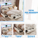 Vue latérale du lit montrant le design capitonné