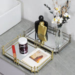 Plateau de rangement miroir jaune pour vanity