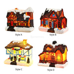 Maison de village de Noël en résine avec lumière LED - Décoration hivernale