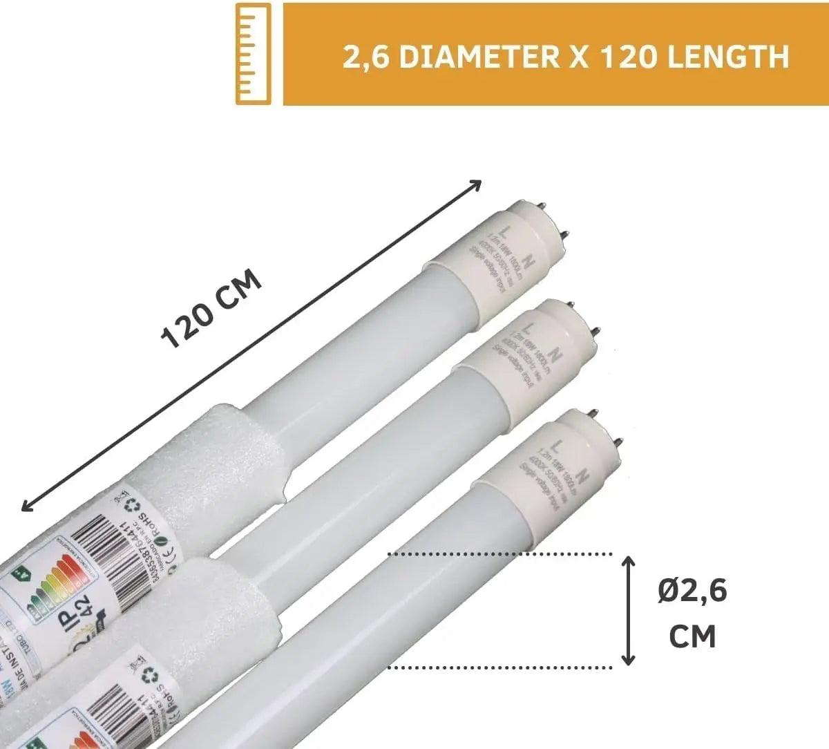 Tube LED T8 18W 120cm blanc naturel