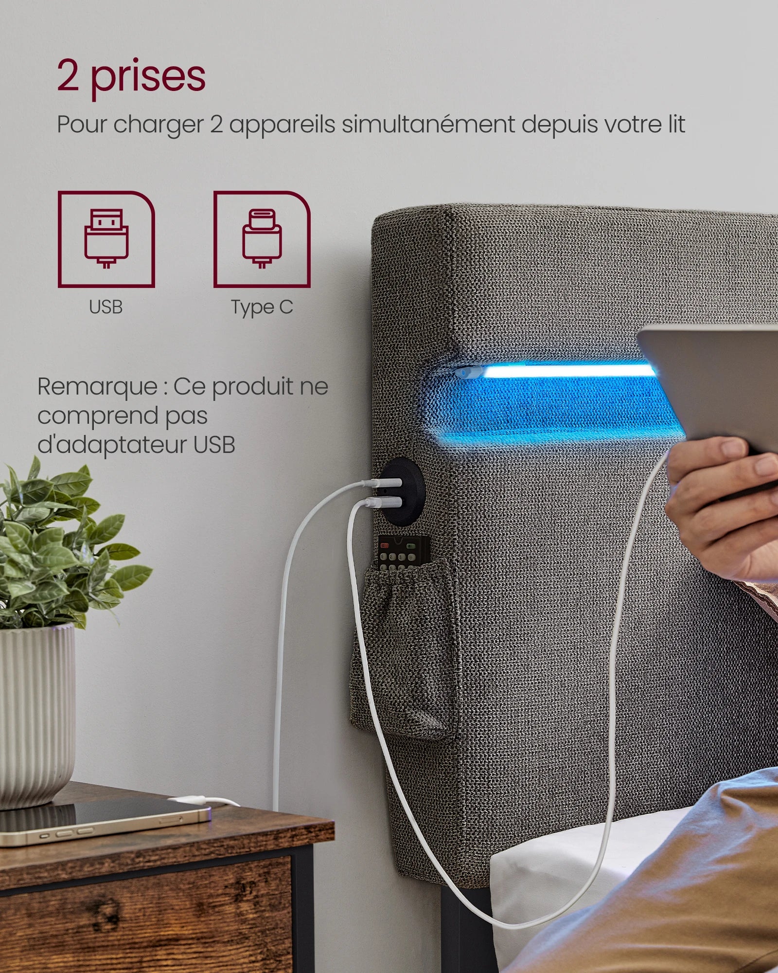 Pochette de rangement latérale pour téléphone et accessoires
