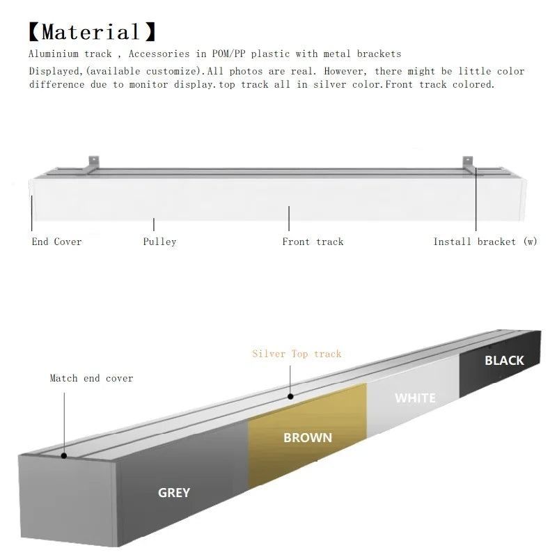 Double rail rideau plafond gris clair