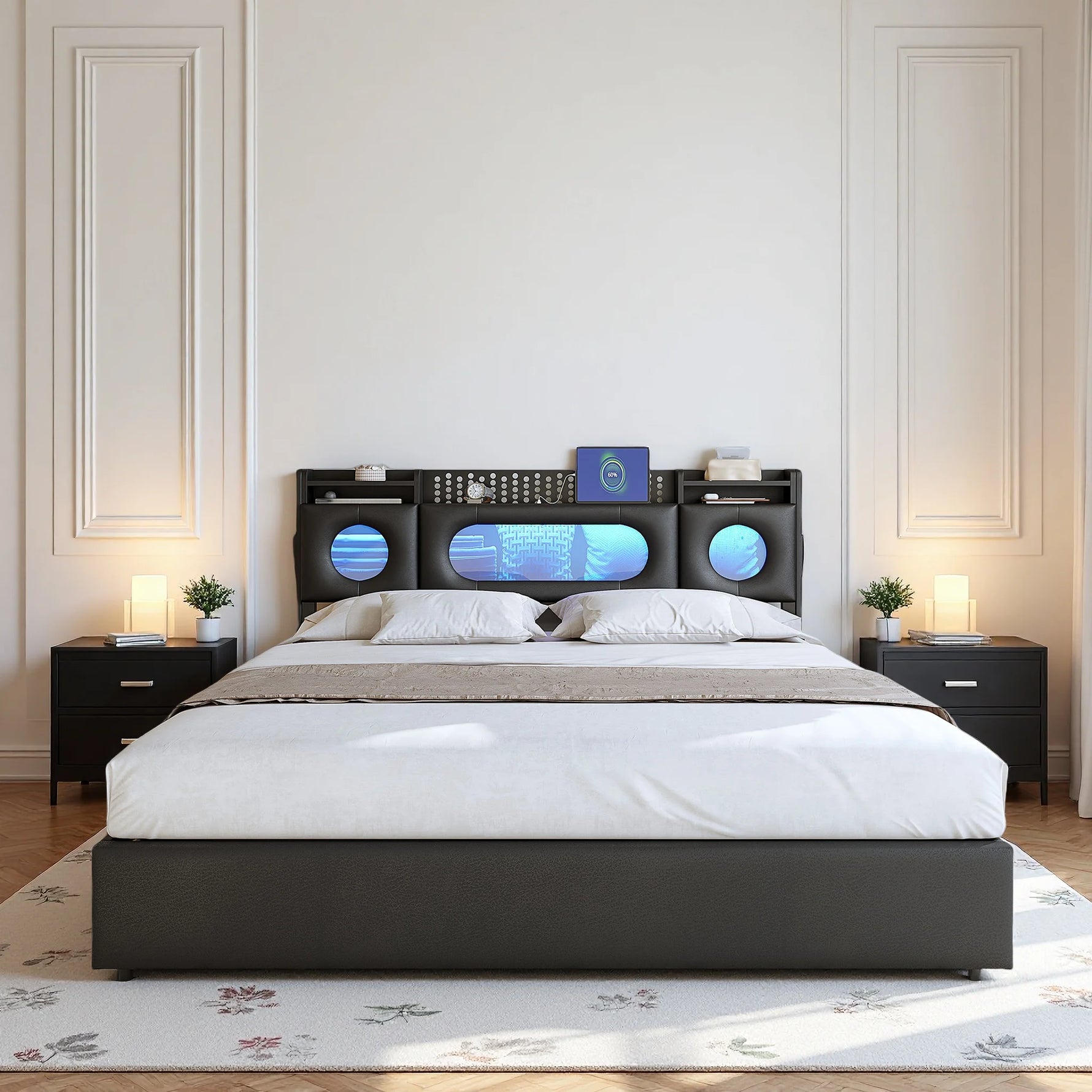 Lit assemblé dans une chambre décorée avec ambiance chaleureuse