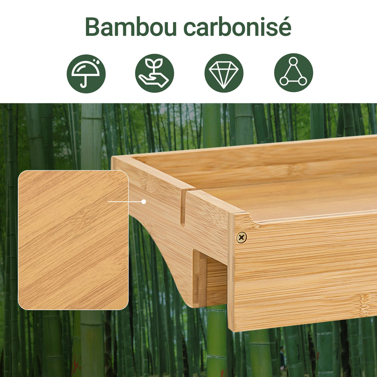 Table de chevet suspendue dans une chambre au style minimaliste