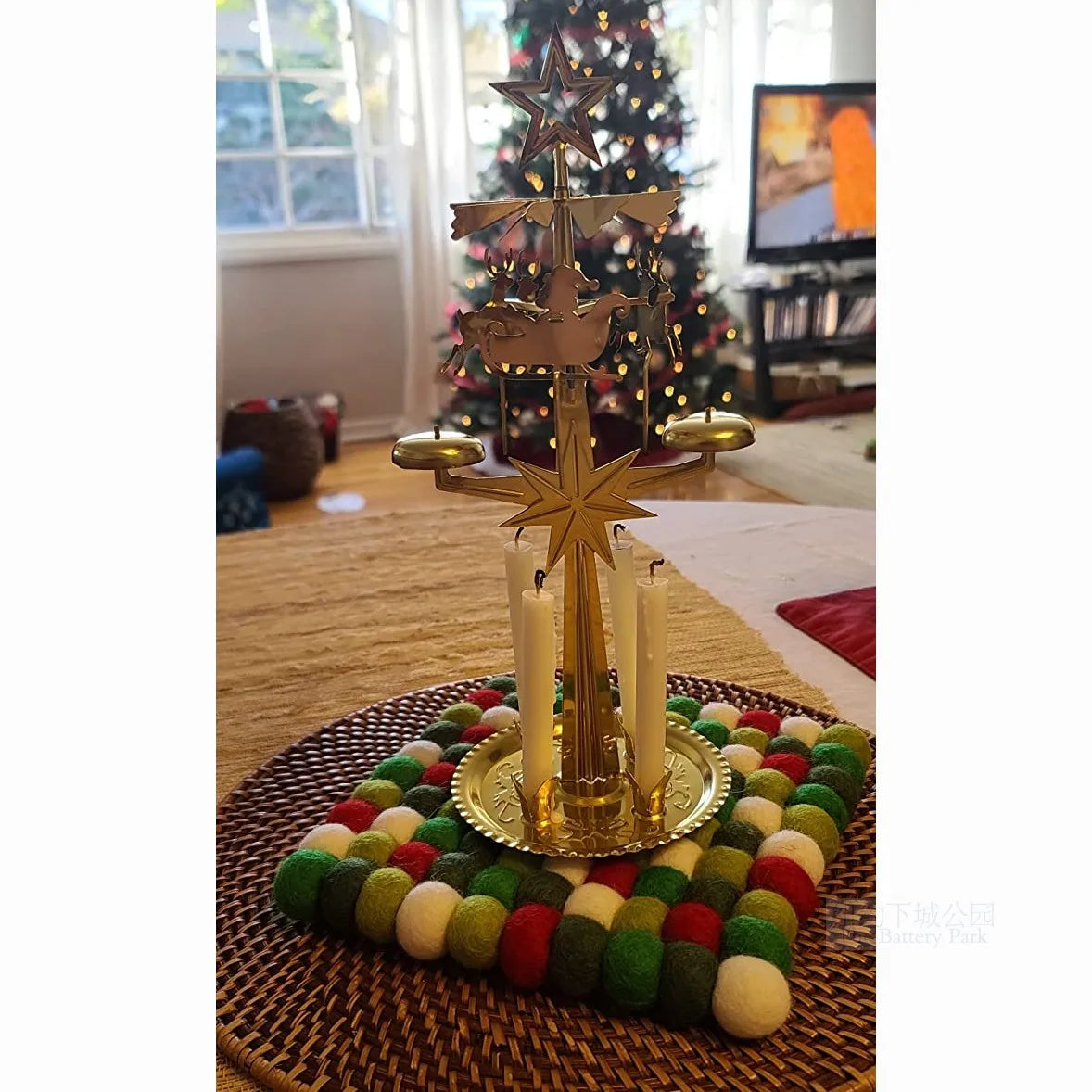 4 bougies décoratives en métal doré pour ensemble de Noël