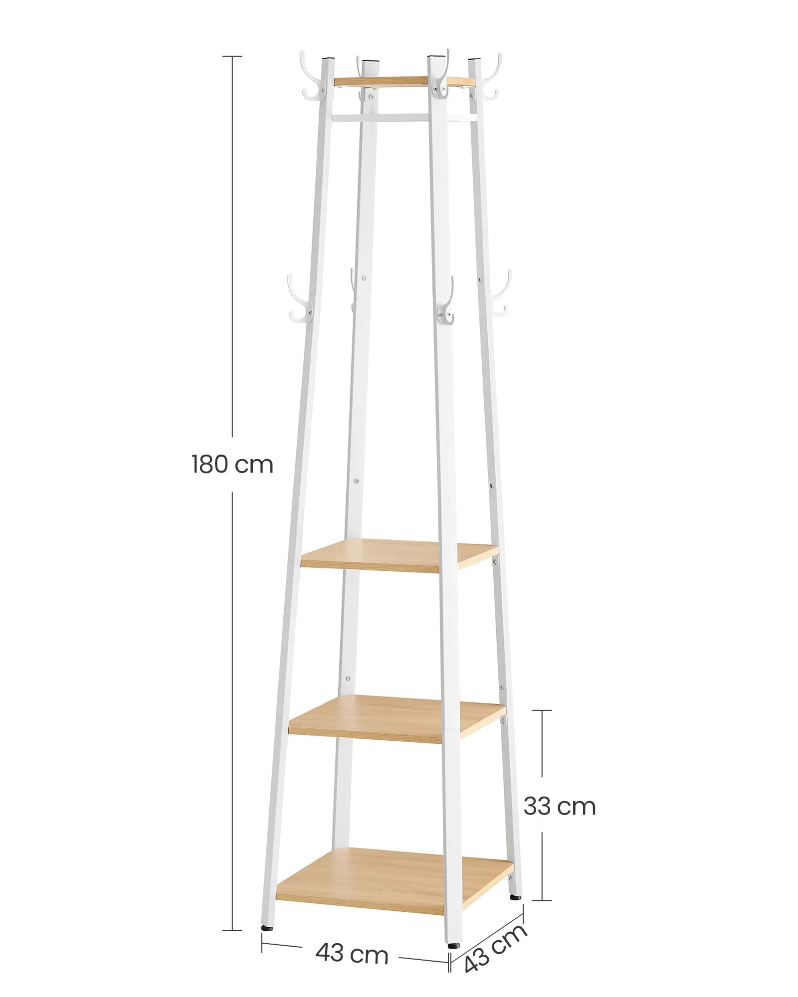 Vue de côté du porte-manteau montrant sa structure fine