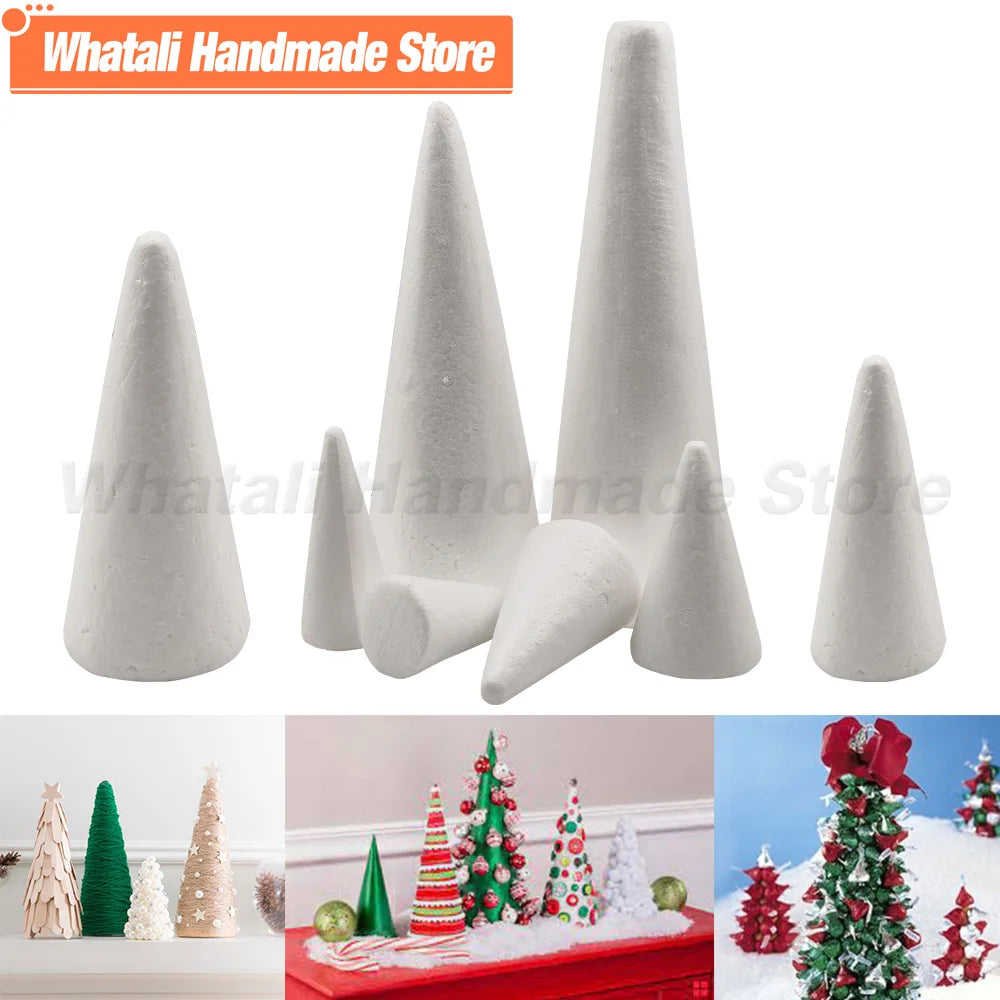 Cône polystyrène vert clair pour déco Noël DIY