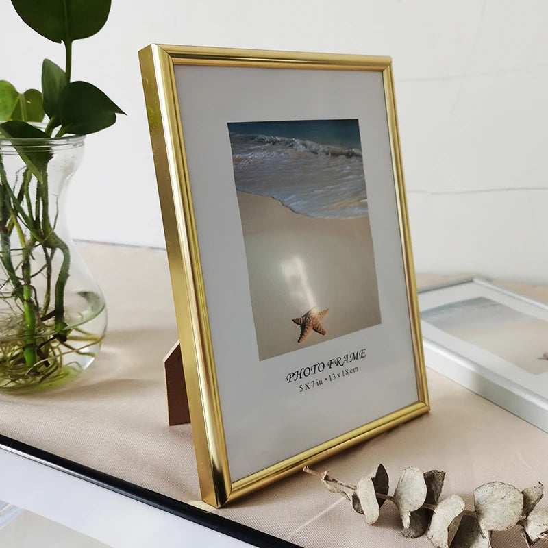 Cadre photo en aluminium blanc avec plexiglas pour photo 9x13 cm