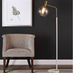 Lampe de chevet design verre rouge et pied bleu