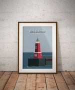 Une affiche colorée représentant un phare dans la ville de Helsingør, au Danemark.