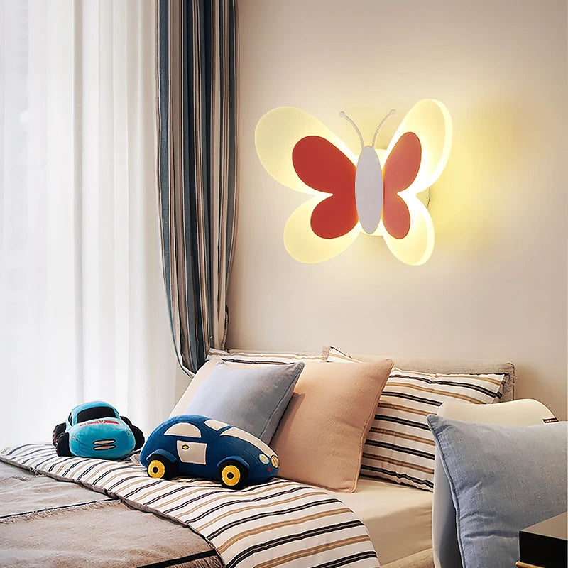 Luminaire papillon bleu et rose vue de face