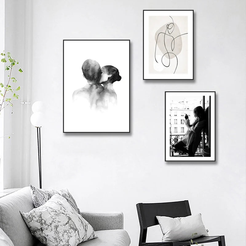 Tableau déco dans un salon avec décoration nordique