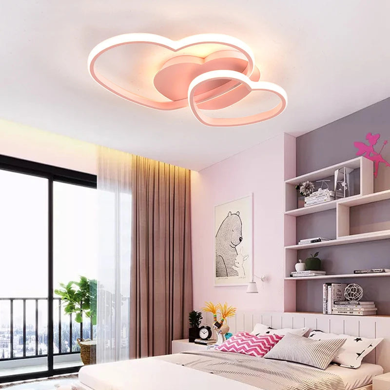 Plafonnier LED coeur rose pour chambre ado fille