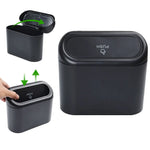 Mini poubelle portable noire avec couvercle rabattable pour voiture