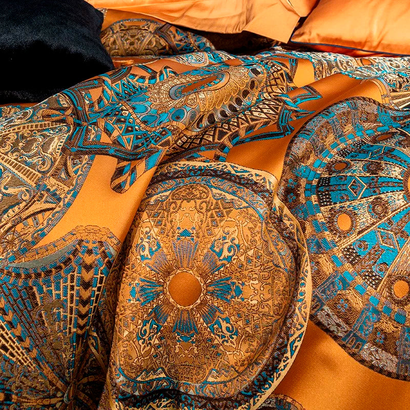 Housse de couette jacquard broderie dorée