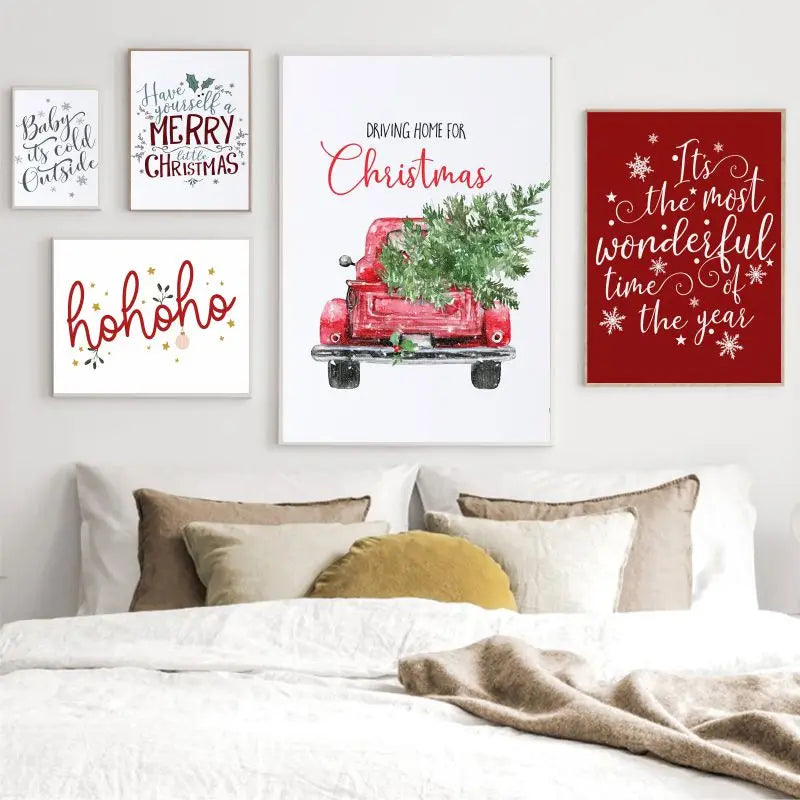 Détail de l'impression sur toile arbre de Noël festif