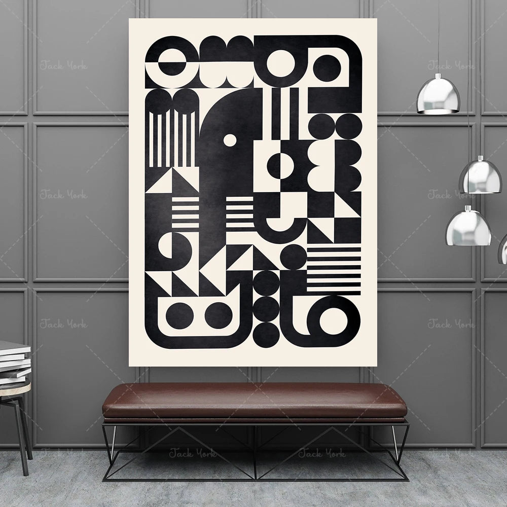 Affiche art déco monochrome moderne sur toile