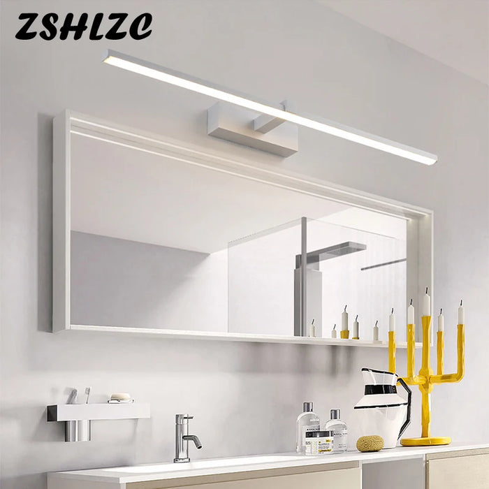 Applique murale LED moderne noire avec miroir pour salle de bain
