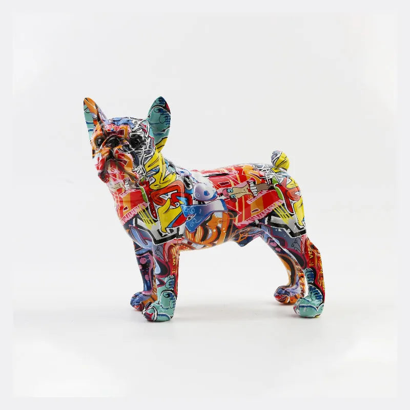 Sculpture de chien bouledogue en vert clair pour bureau et maison