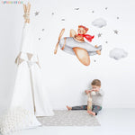 Sticker mural grand format ours et nuages