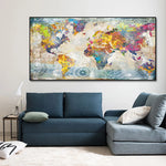 Toile d'art mural carte du monde sans cadre